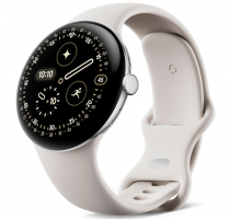 Google Pixel Watch 4 polished silver 45mm Sportarmband porcelain (LTE)